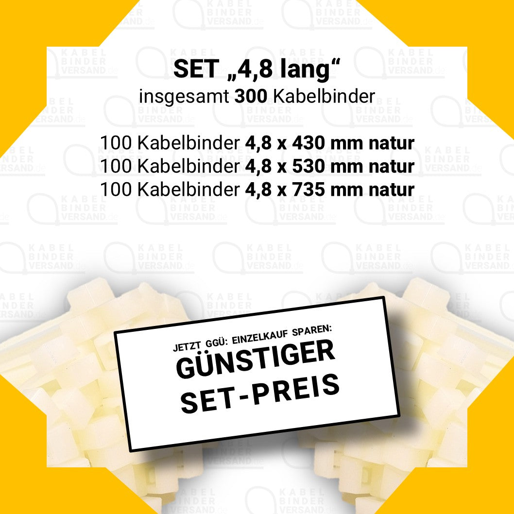 Set "4,8 lang" mit 300 Kabelbindern