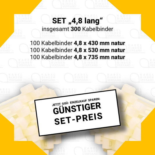 Set "4,8 lang" mit 300 Kabelbindern
