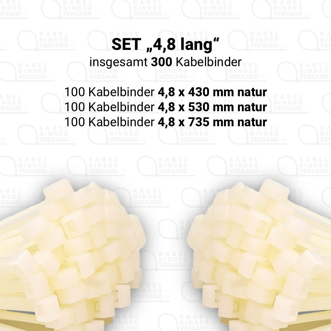 Set "4,8 lang" mit 300 Kabelbindern