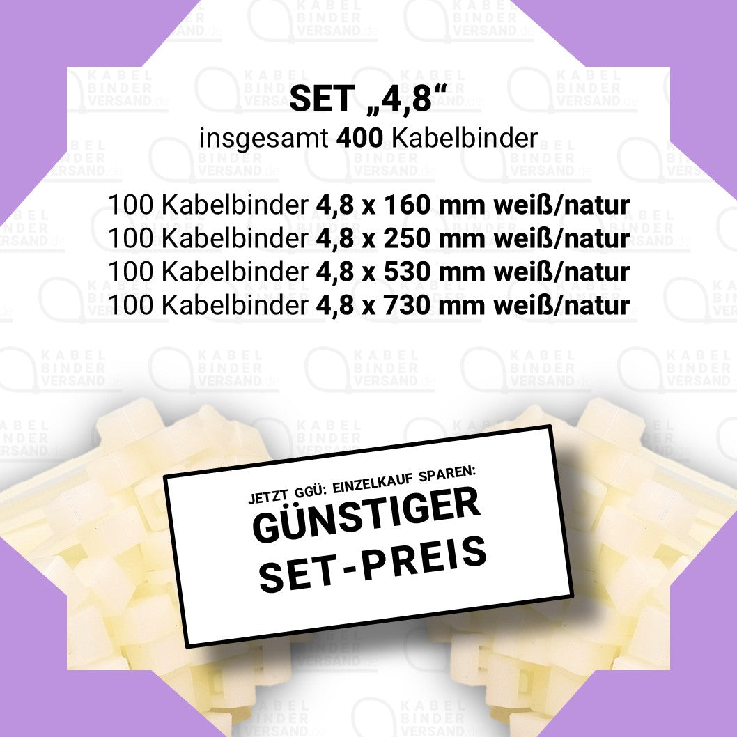 Set "4,8" mit 400 Kabelbindern