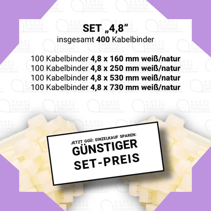 Set "4,8" mit 400 Kabelbindern