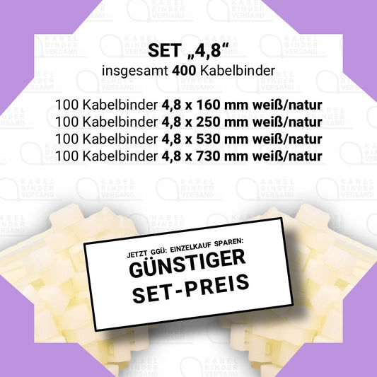 Set "4,8" mit 400 Kabelbindern
