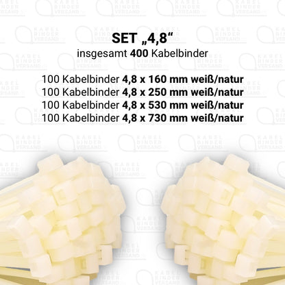 Set "4,8" mit 400 Kabelbindern