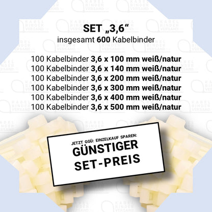 Set "3,6" mit 600 Kabelbindern