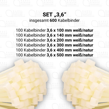 Set "3,6" mit 600 Kabelbindern