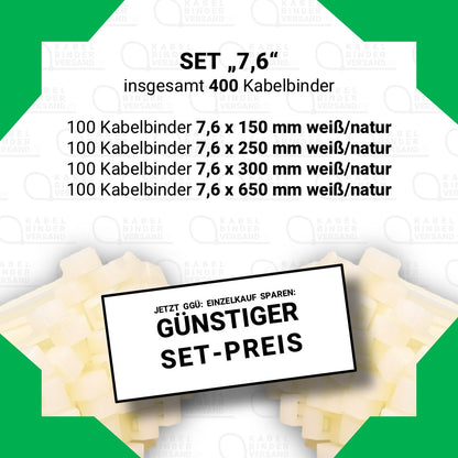 Set "7,6" mit 400 Kabelbindern