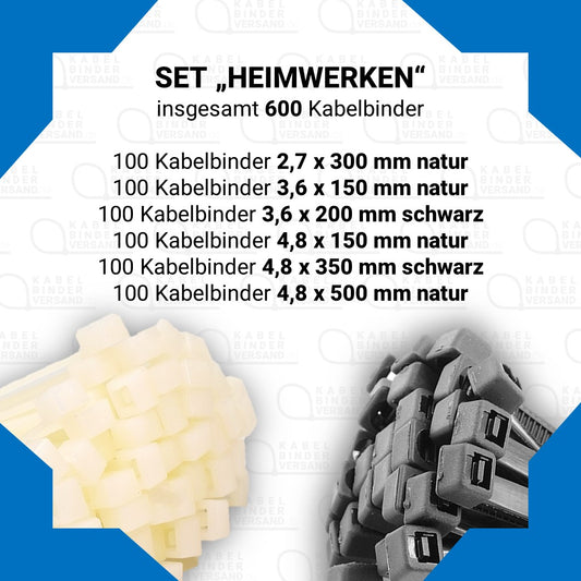 Grafik zum Kabelbinder-Set "Heimwerken" mit 600 Kabelbindern