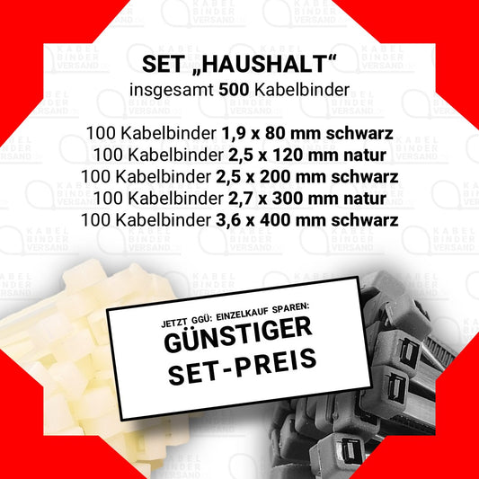 Set "Haushalt" mit 500 Kabelbindern